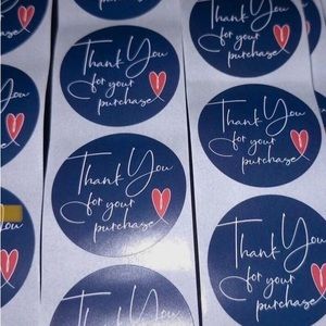 Classic Black Garment100 x blue, red heart 1 inch round stickers thank you